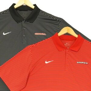 Nike Georgia Bulldogs Polo LOT Mens XXL Black Dri-FIT Stadium Stripe 2XL Golf
